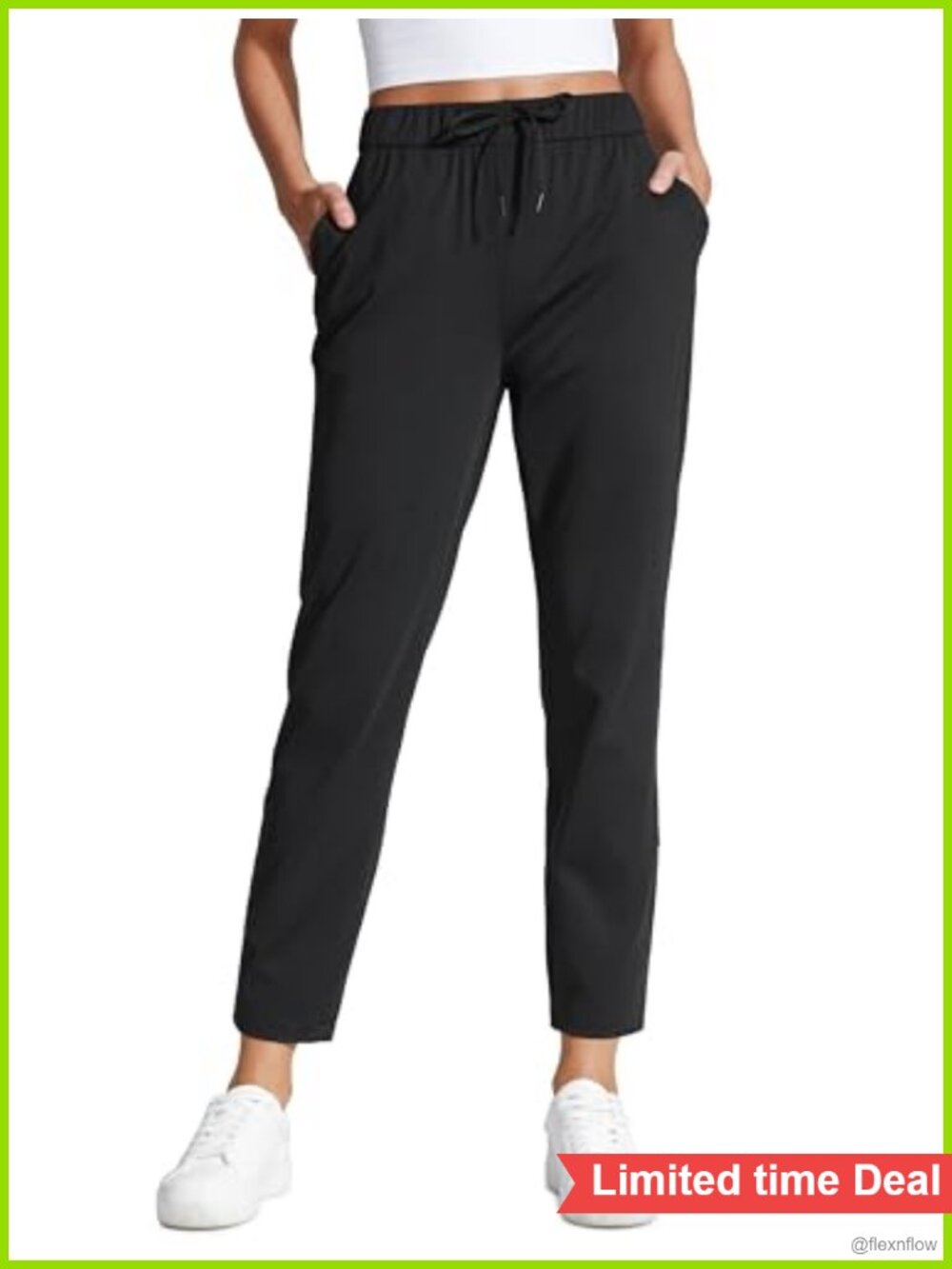 Mid Rise Slim Ankle Pants 27 Inch Inseam 4-Way Stretch Polyester Blend